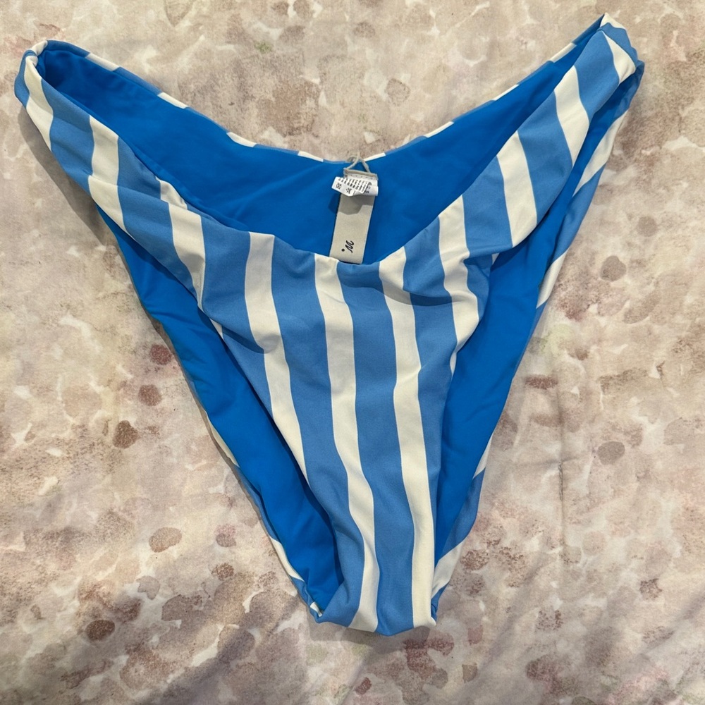 Blue and White Striped Bikini Bottom